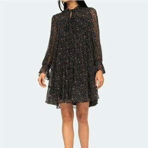 Sea New York Bennet Tunic Dress Black Ditsy Floral Long Sleeve